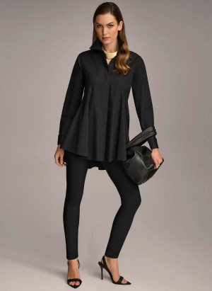 Donna Karan Long Sleeve A-line Tunic Sweaters and Tops Svarte | Norge_DK41389