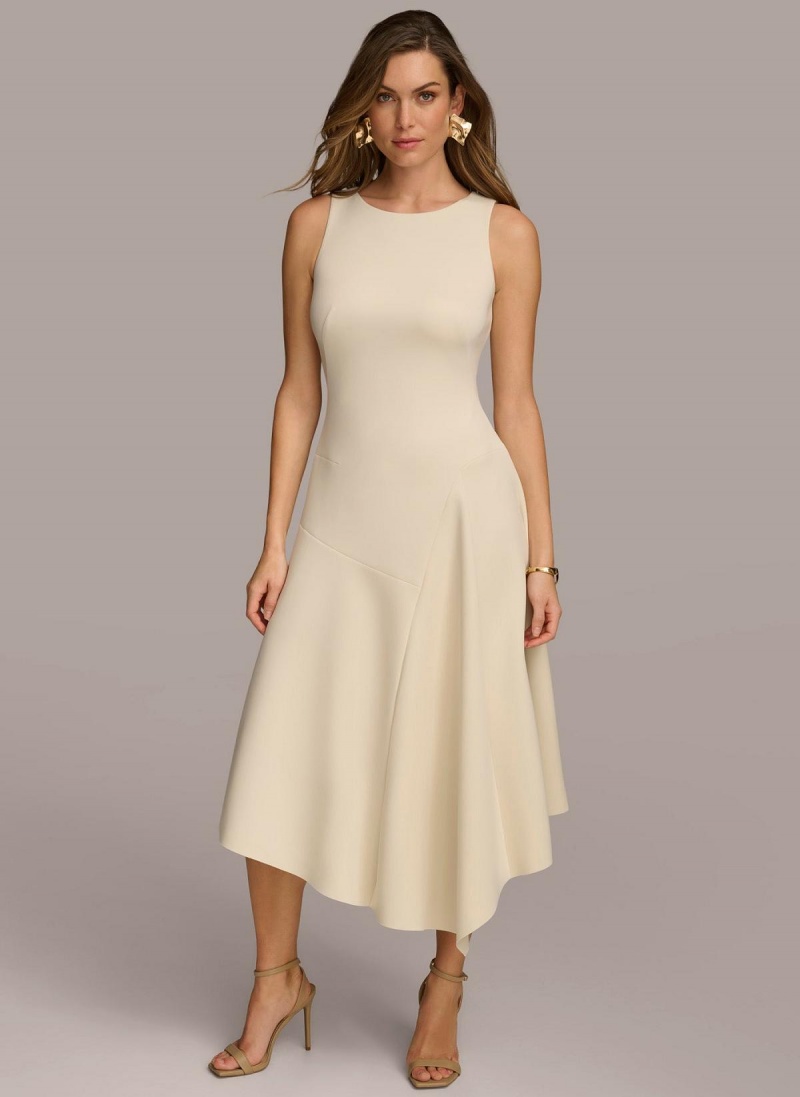 Donna Karan Asymmetrical Midi Kjole Hvite | Norge_DK66347