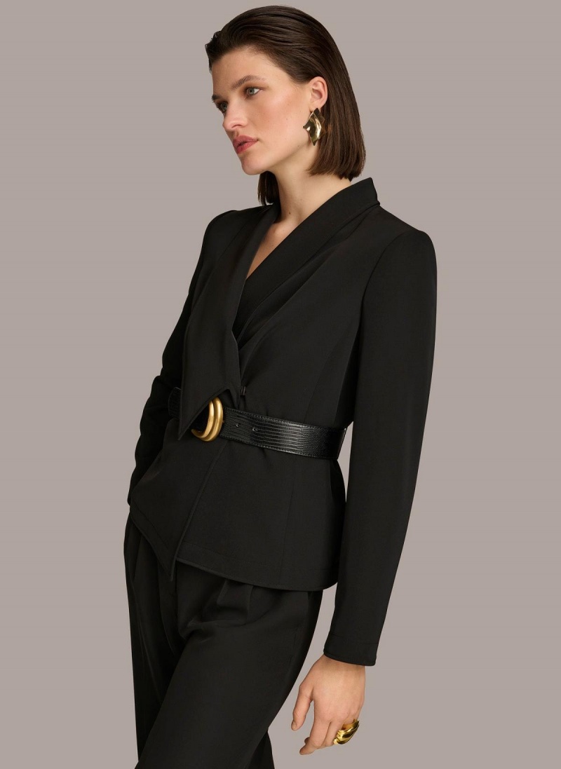 Donna Karan Belted Blazer Jakke Svarte | Norge_DK67415