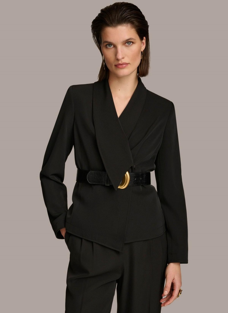 Donna Karan Belted Blazer Jakke Svarte | Norge_DK67415