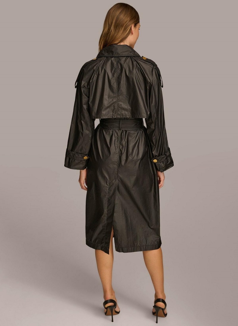 Donna Karan Belted Light Weight Trench Ytterklær Svarte | Norge_DK68656