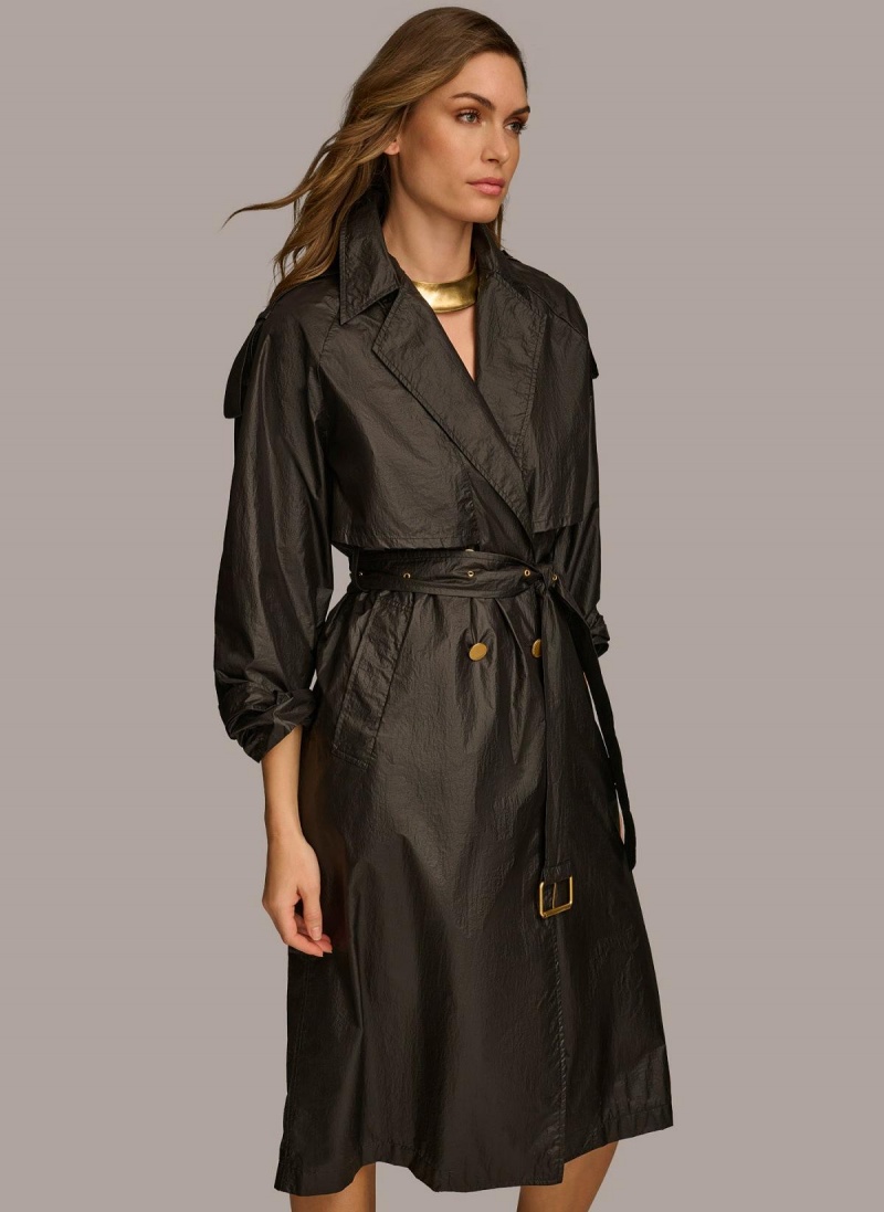 Donna Karan Belted Light Weight Trench Ytterklær Svarte | Norge_DK68656