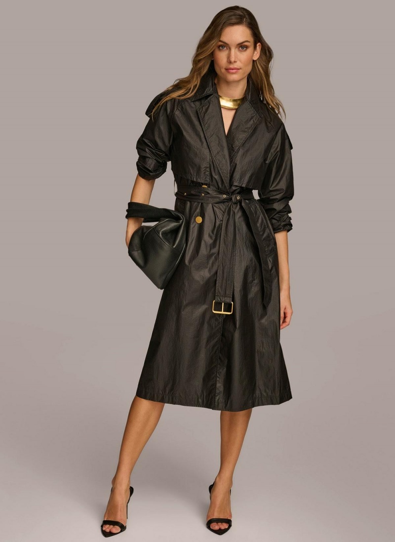 Donna Karan Belted Light Weight Trench Ytterklær Svarte | Norge_DK68656