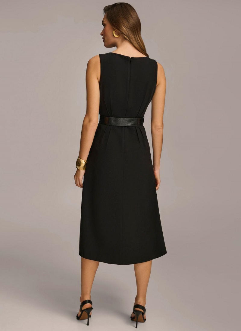 Donna Karan Belted Midi Kjole Svarte | Norge_DK52522