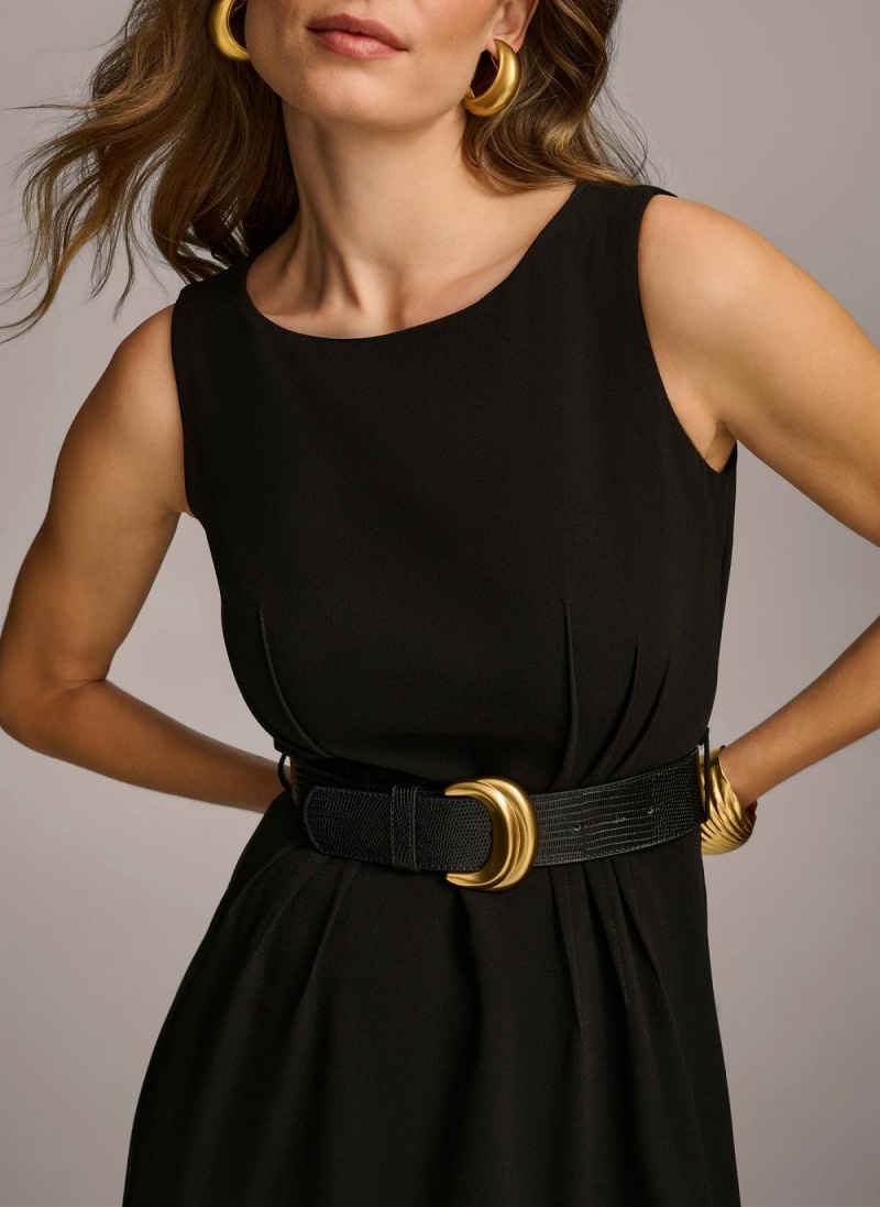 Donna Karan Belted Midi Kjole Svarte | Norge_DK52522