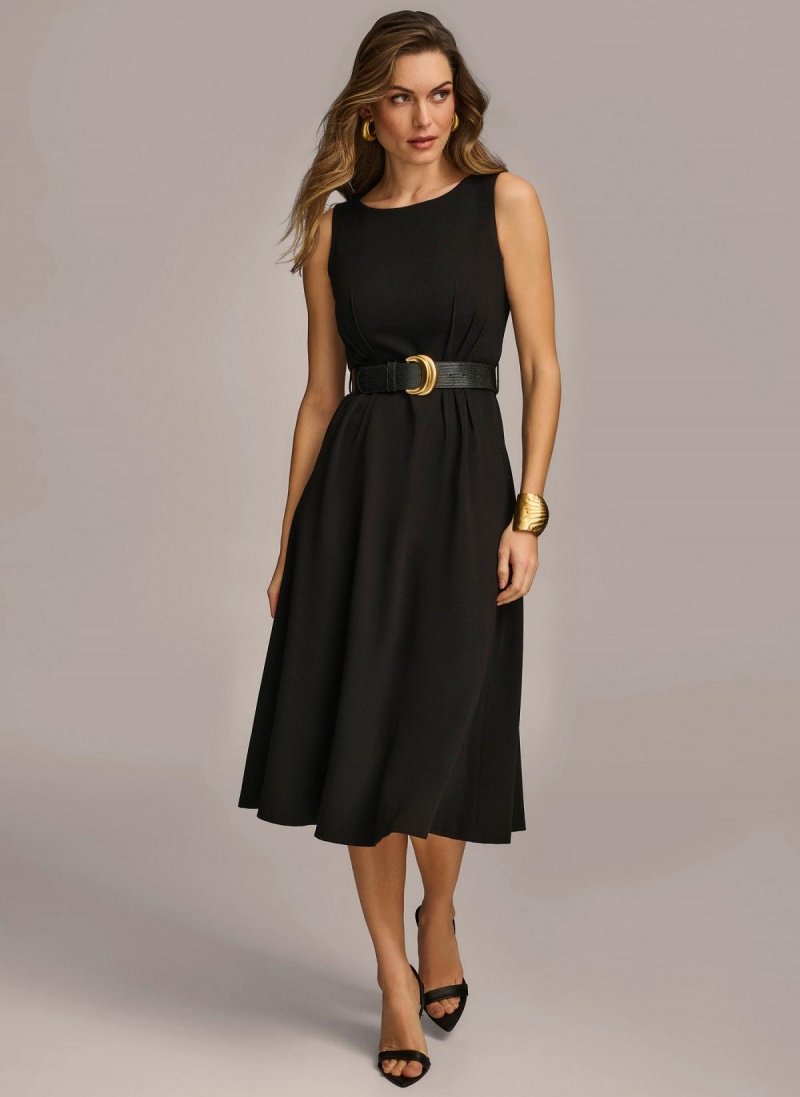 Donna Karan Belted Midi Kjole Svarte | Norge_DK52522