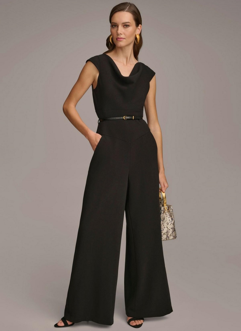 Donna Karan Belted With Pockets Jumpsuit Svarte | Norge_DK68957