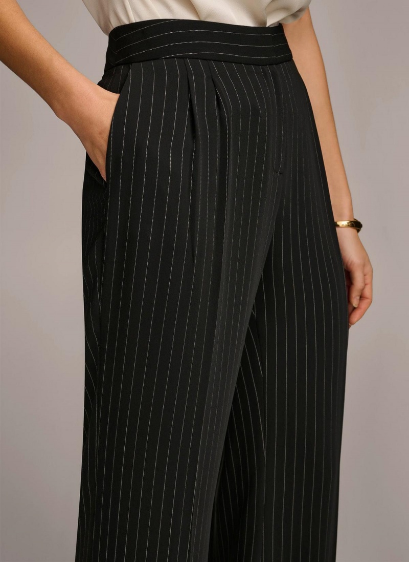 Donna Karan Brede Leg Pinstripe Bukse Svarte | Norge_DK65695