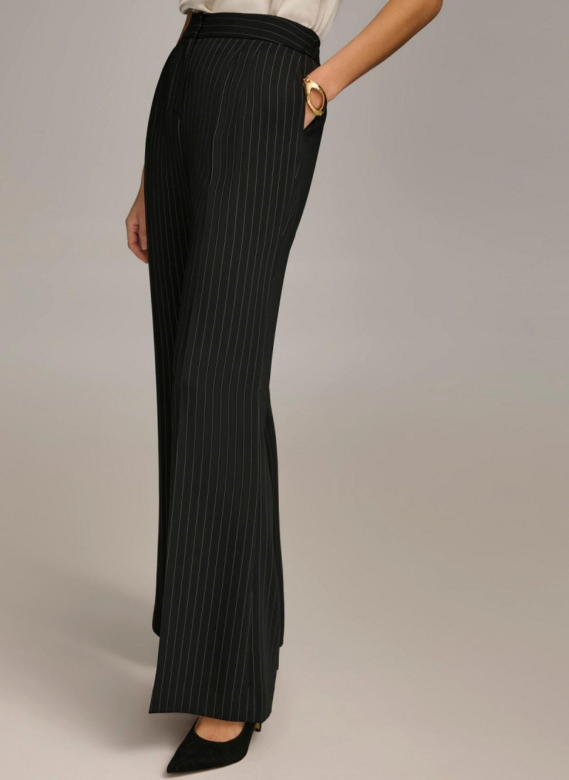 Donna Karan Brede Leg Pinstripe Bukse Svarte | Norge_DK65695