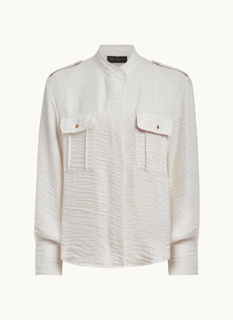 Donna Karan Button Up With Pockets Sweaters and Tops Pisket Krem | Norge_DK19493