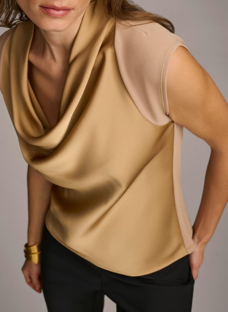 Donna Karan Ermeløse Cowl Neck Sweaters and Tops Gull | Norge_DK50450