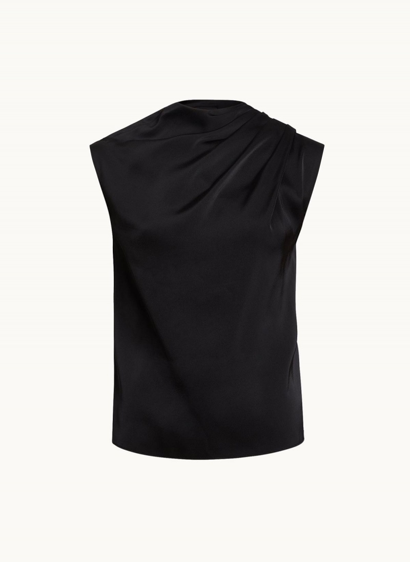 Donna Karan Ermeløse Draped Mockneck Sweaters and Tops Svarte | Norge_DK60303