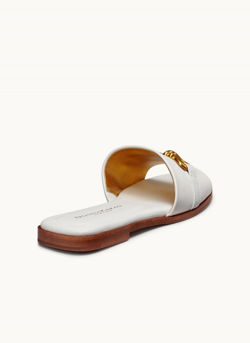 Donna Karan Haylen Flate Sandaler Hvite | Norge_DK10150