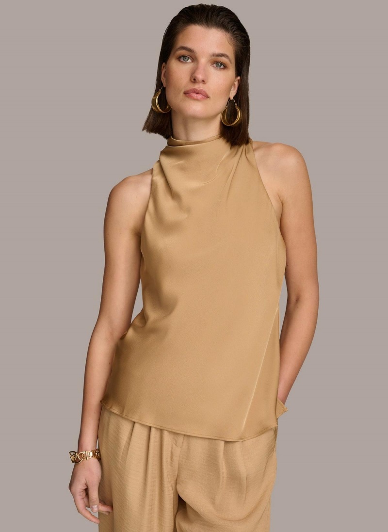 Donna Karan High Drape Neck Sweaters and Tops Gull | Norge_DK30335