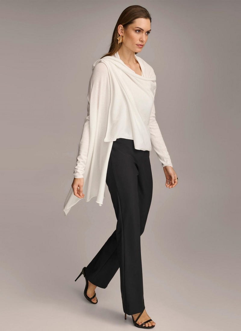 Donna Karan Long Sleeve Drape Cardigan Sweaters and Tops Pisket Krem | Norge_DK48580