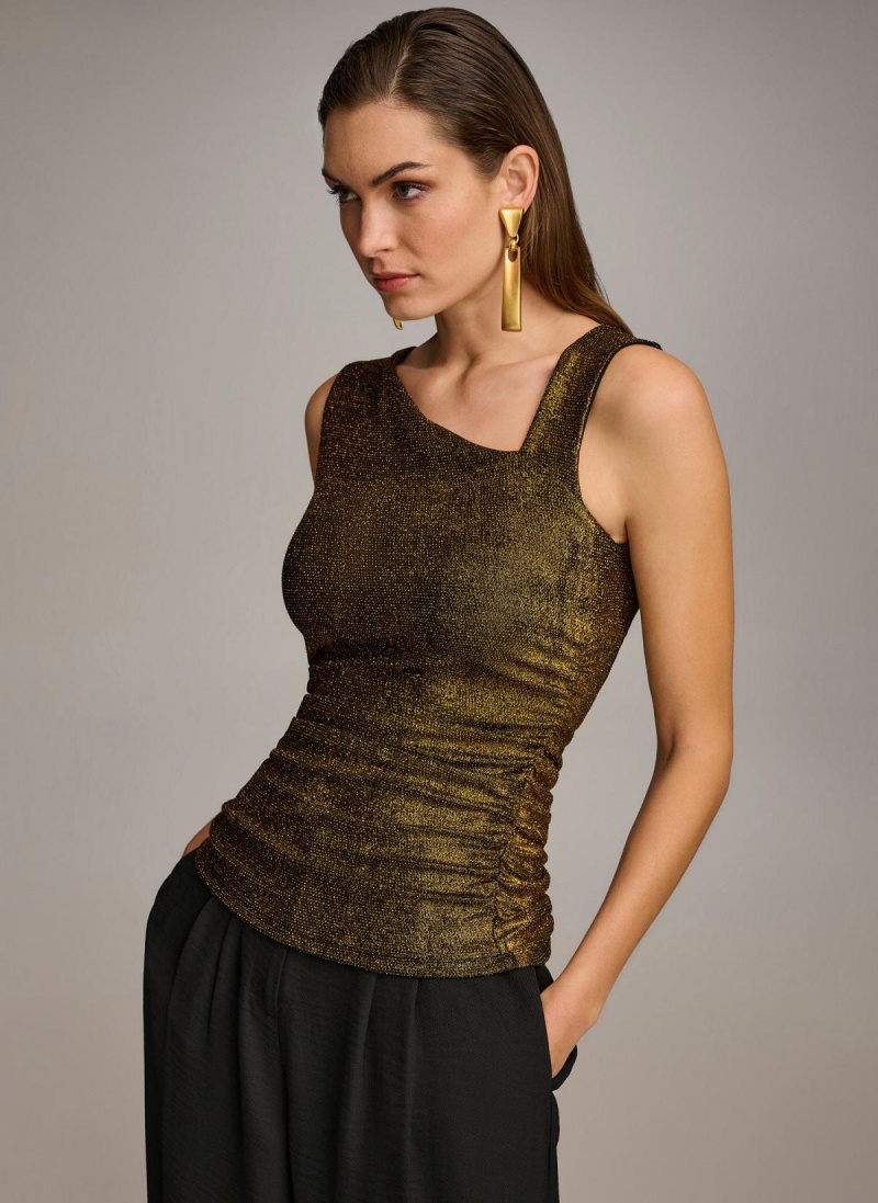 Donna Karan Metallic Tank Sweaters and Tops Svarte | Norge_DK63122