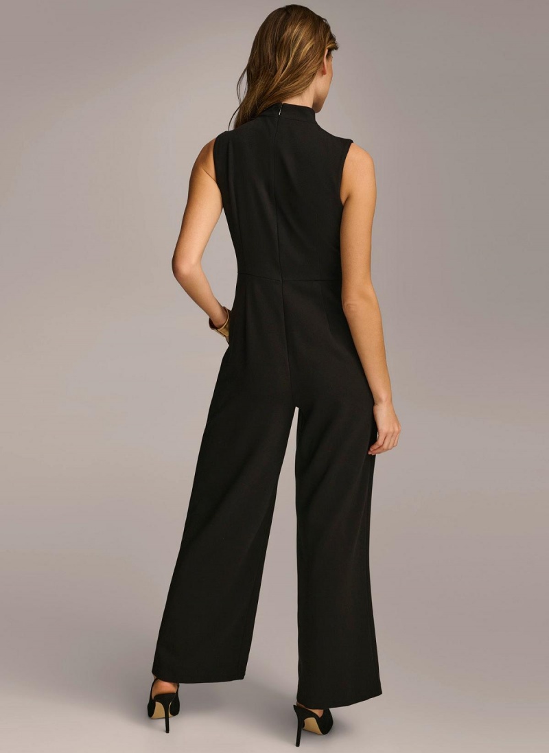 Donna Karan Mock Neck With Pockets Jumpsuit Svarte | Norge_DK19705