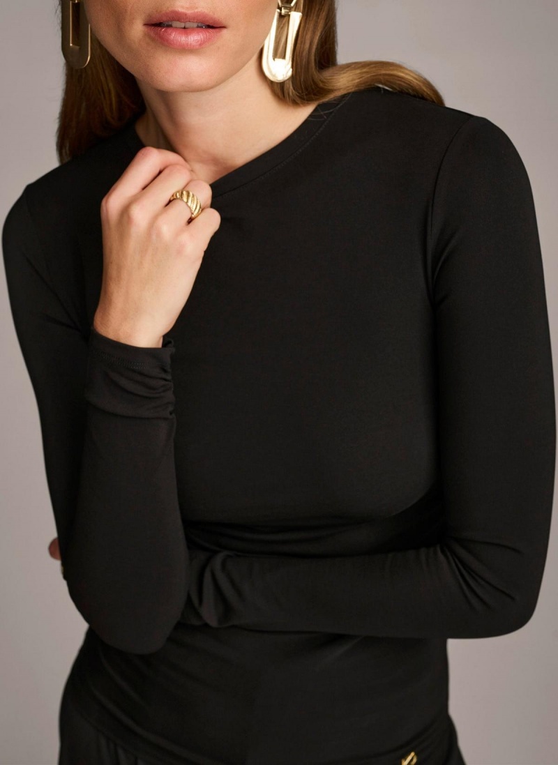 Donna Karan Ruched Detail Sweaters and Tops Svarte | Norge_DK63304