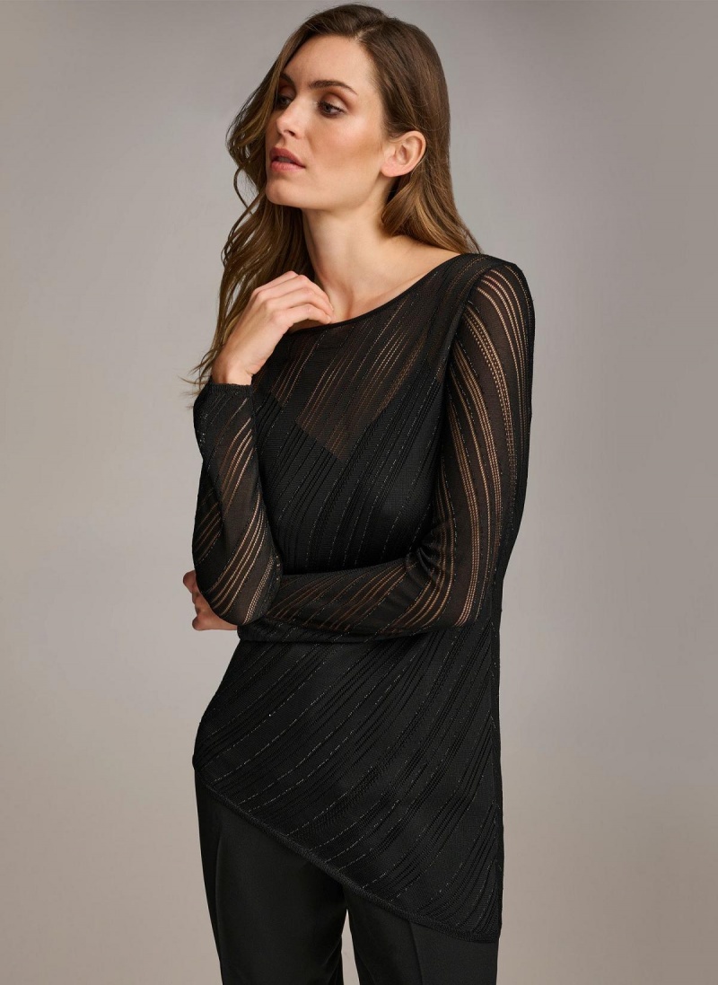 Donna Karan Sheer With Shimmer Sweaters and Tops Svarte | Norge_DK50609