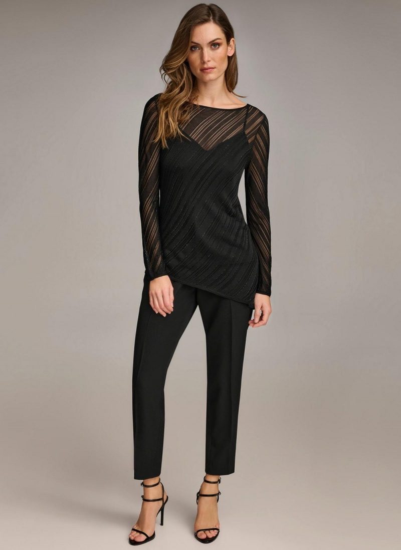 Donna Karan Sheer With Shimmer Sweaters and Tops Svarte | Norge_DK50609