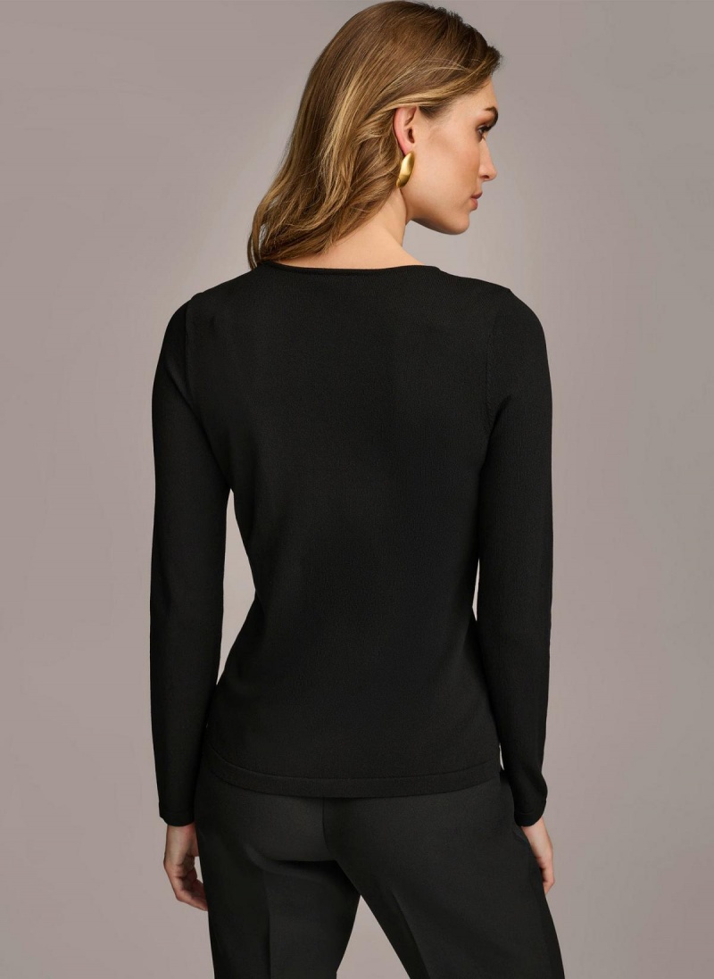 Donna Karan Spenne Hardware Sweaters and Tops Svarte | Norge_DK65340