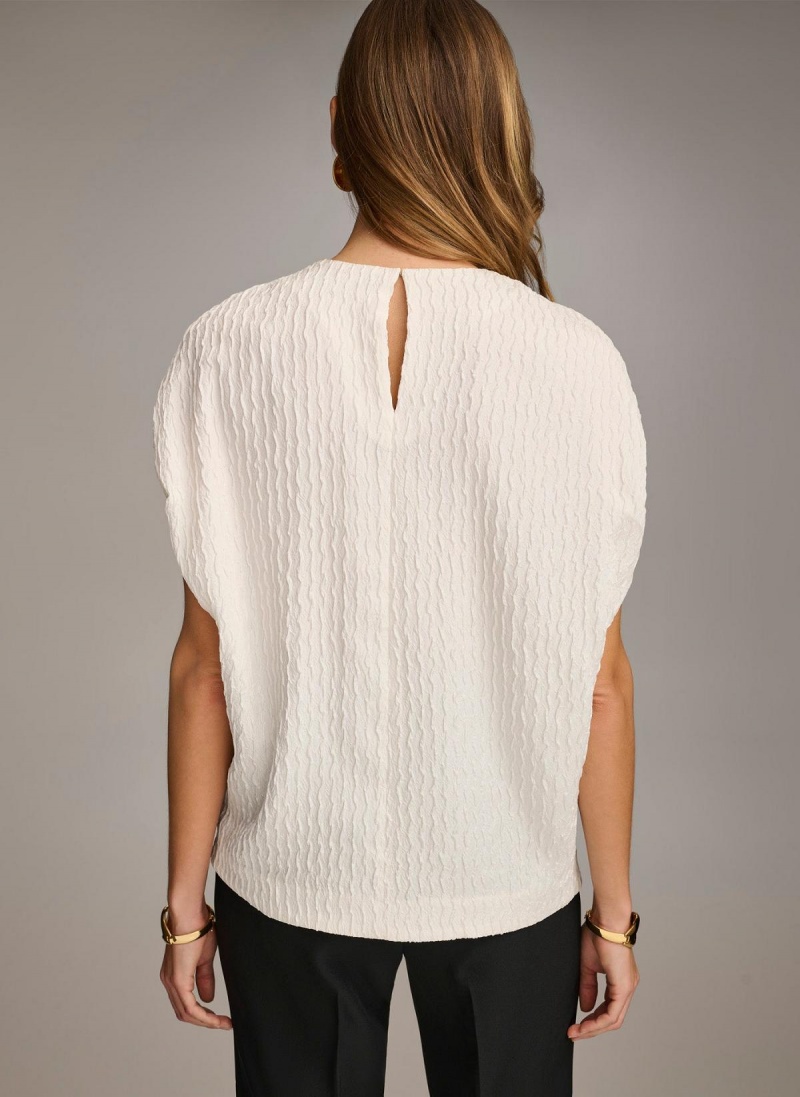 Donna Karan Textured Sweaters and Tops Hvite | Norge_DK10464