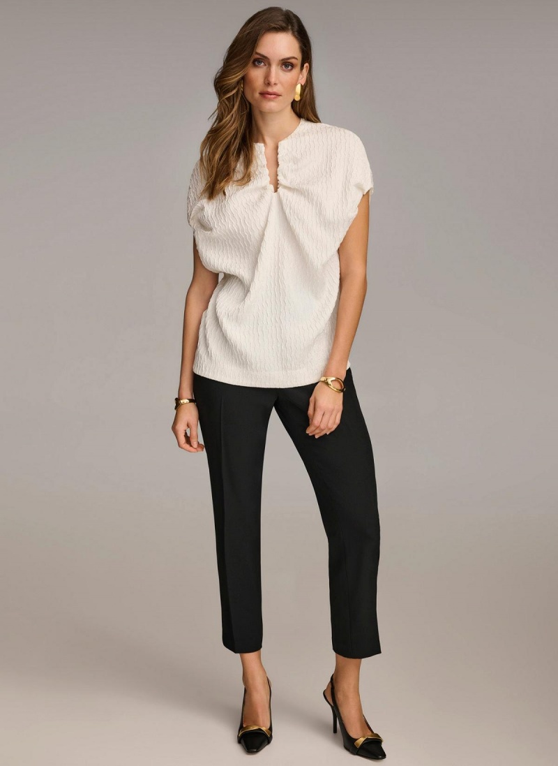 Donna Karan Textured Sweaters and Tops Hvite | Norge_DK10464