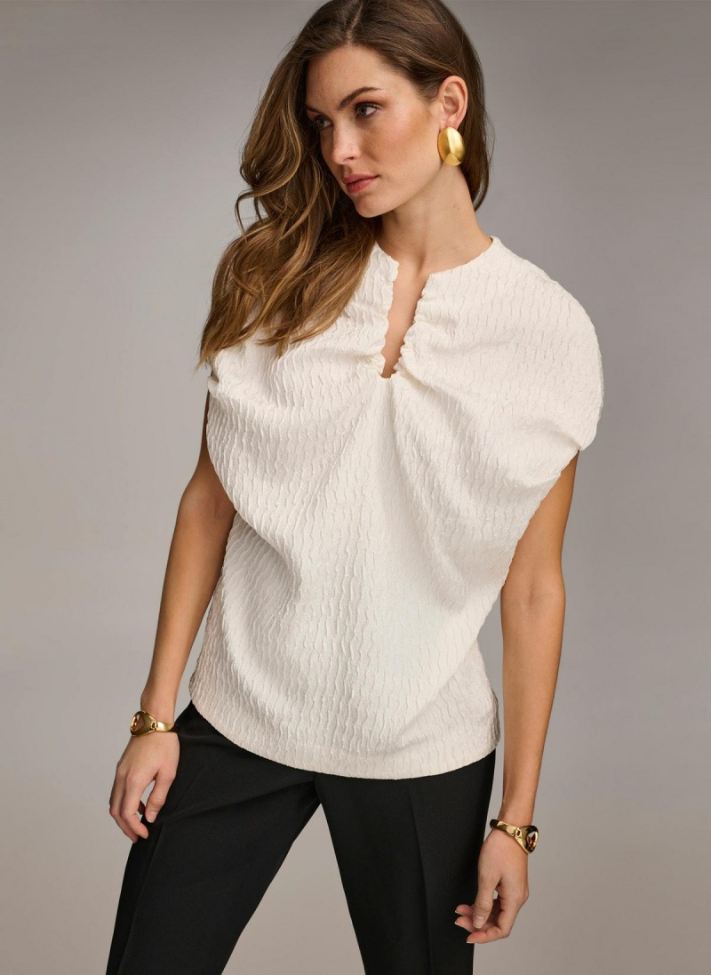 Donna Karan Textured Sweaters and Tops Hvite | Norge_DK10464