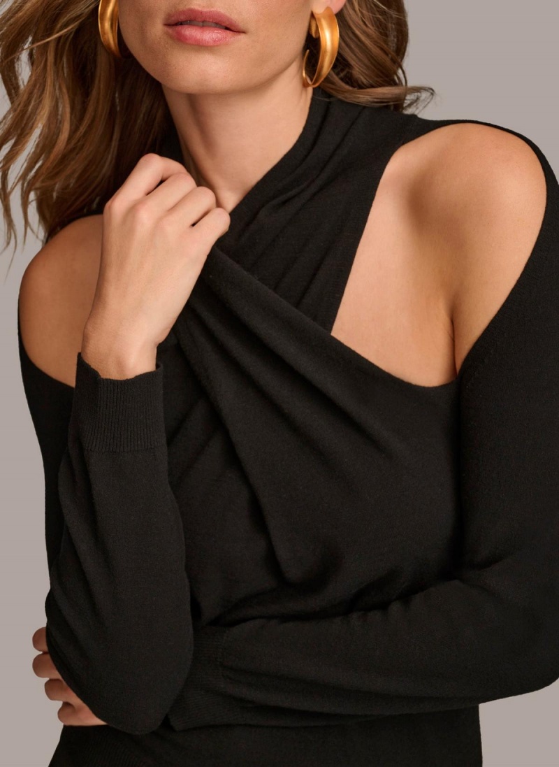 Donna Karan Twist Front Sweaters and Tops Svarte | Norge_DK13524