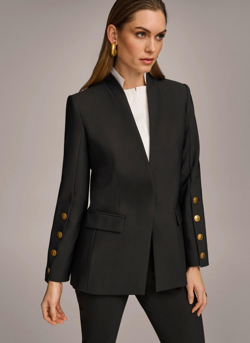 Donna Karan With Button Details On Sleeve Jakke Svarte | Norge_DK35057