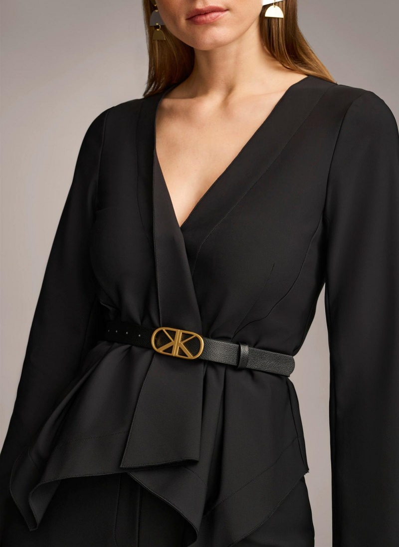 Donna Karan Wrap Jacket With Belt Sweaters and Tops Svarte | Norge_DK77022